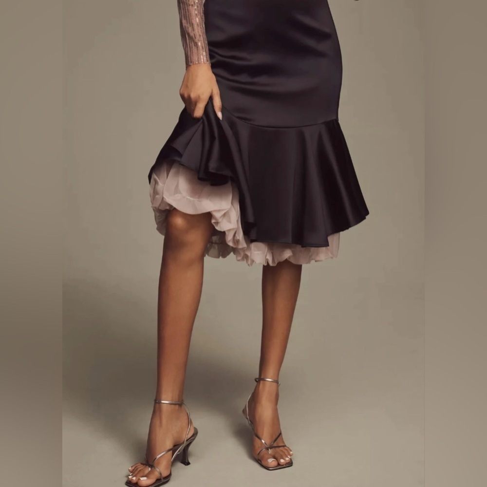 By Anthropologie Organza Bubble Slip Midi Skirt - Size US 2